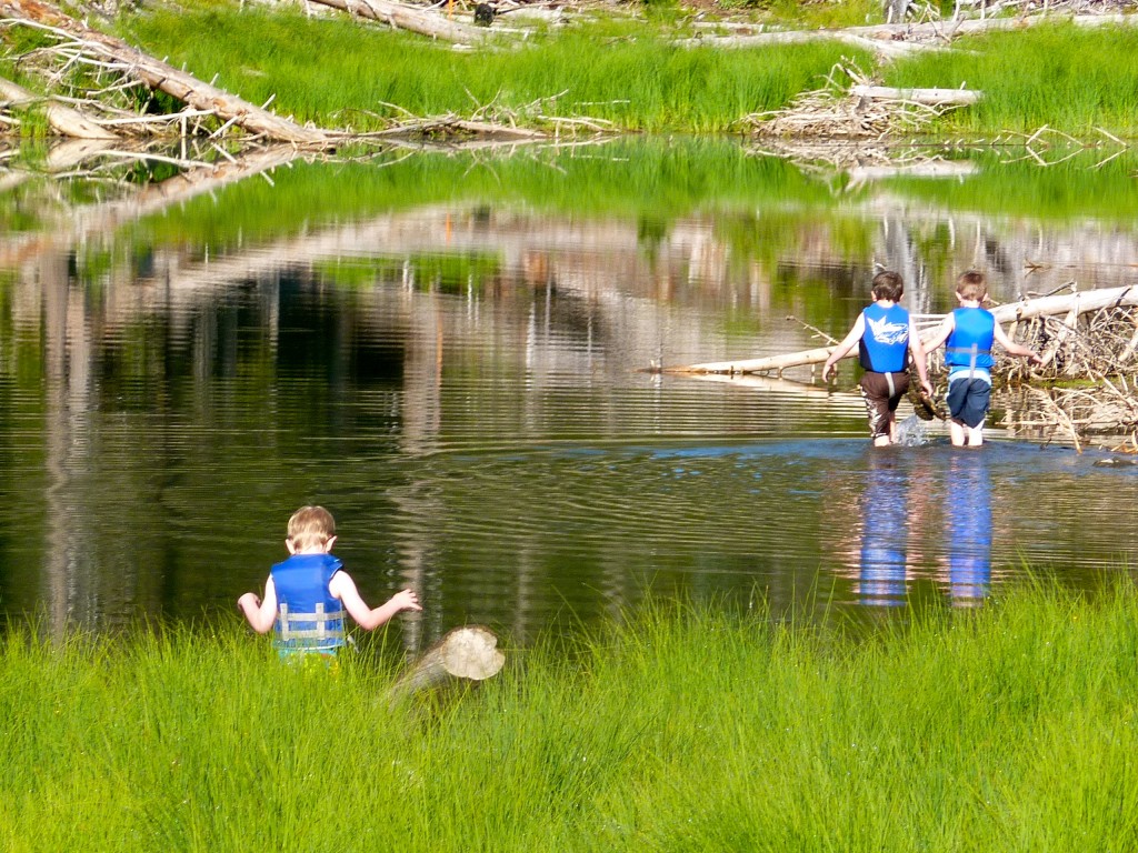 Boys playing in the water